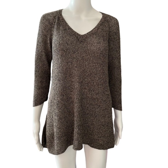 Eileen Fisher Women's S Linen V-Neck Knit Top 3/4 Sleeves Beach Boho Lagenlook - Picture 16 of 16